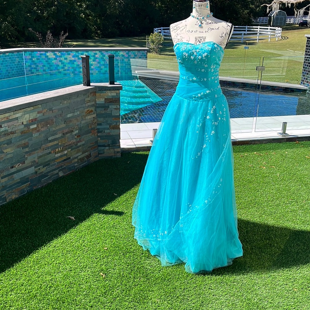 Gorgeous turquoise blue green prom dress size XS